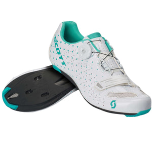 Scott Comp Boa Womens Road Shoes - Gloss White / Turquoise Blue