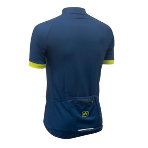 Solo Cadence Jersey Mens Short Sleeve - Navy Blue / Lime Green