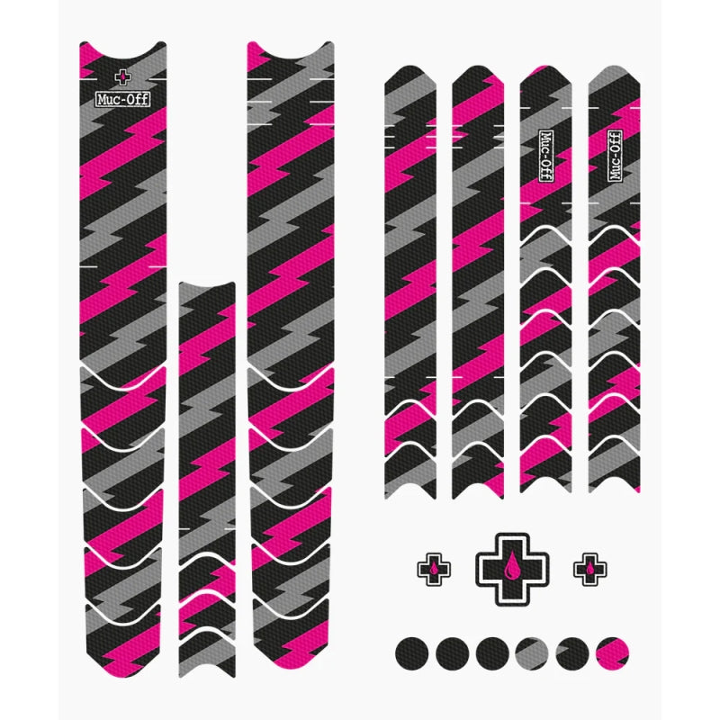Muc-off Frame Protection Kit Dh/enduro/trail 45-70MM - Fluoro Pink / Bolt